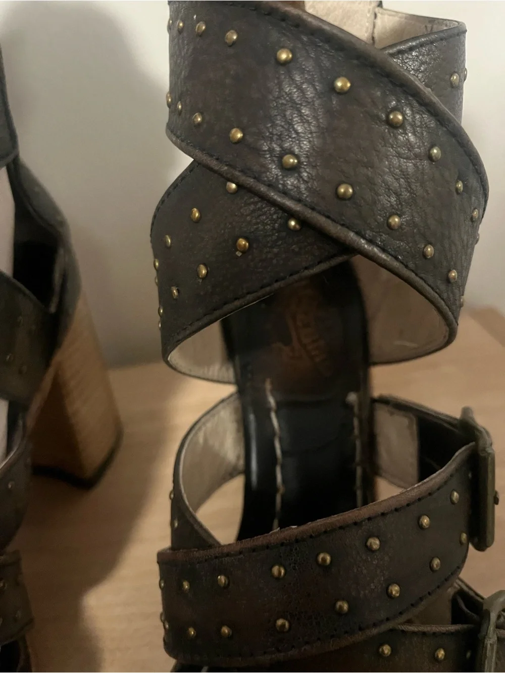 Freebird by Steven Black Studded Crisscross Strap Heels - Picture 7 of 7